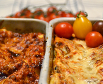 Vegetarisk lasagne med tomatsås, linser & svamp