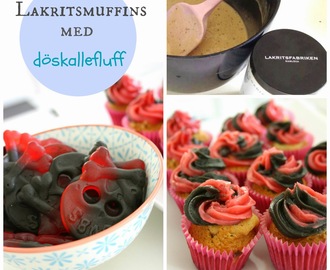 Lakritsmuffins med dödskallefluff