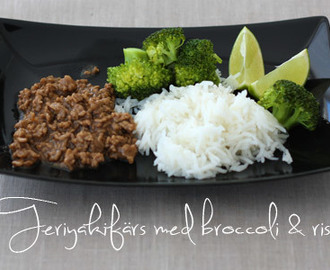 Teriyakifärs med broccoli och ris