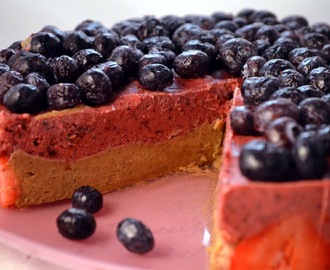 Blåbär- och Jordgubbs Glasstårta