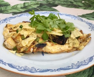 Omelett med portobellosvamp och chips