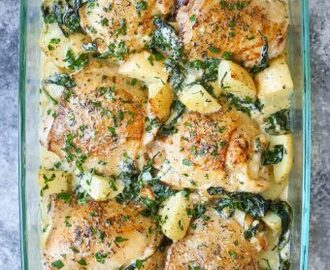 Chicken and Potatoes with Garlic Parmesan Cream Sauce