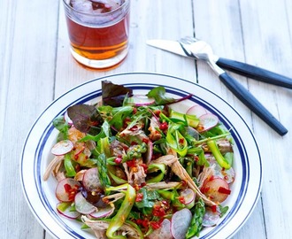 Sallad på karré med kryddig vinägrett