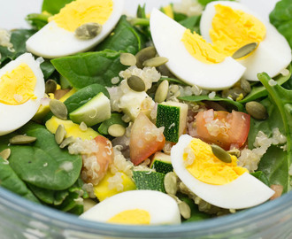 Quinoa Salad with Egg, Spinach and Avocado