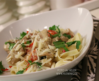 Lättlagat – Tagliatelle med fläskfilé, champinjoner & vitt vin