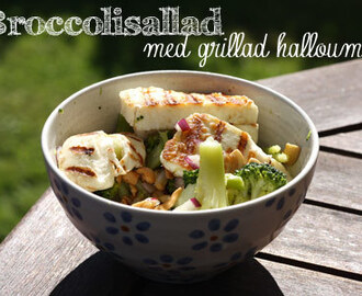 Broccolisallad med grillad halloumi