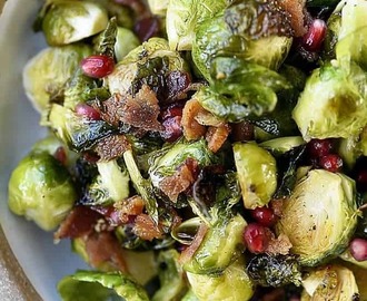 Roasted Brussels Sprouts with Pomegranate and Bacon Recipe