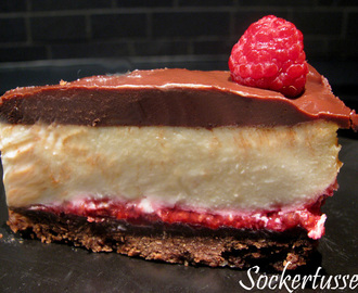 Recept på Cheesecake med hallon och choklad