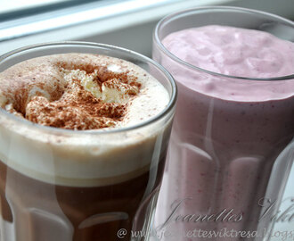 Varm choklad och Hallonsmoothie på kokosmjölk