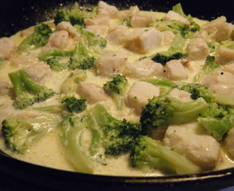 Pasta med marulk och broccoli.