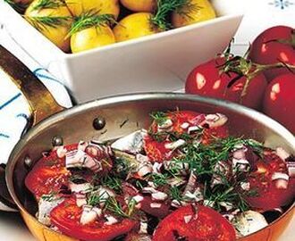 Tomat- och dillströmming med färskpotatis