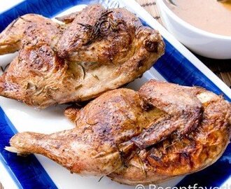 Grillad ugnsstekt kyckling med sås
