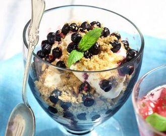 Vaniljkräm med blåbär och crunch