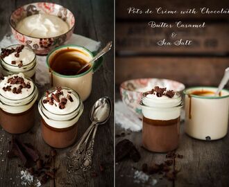 Pots de Crème med Choklad, Smörkolasås & Havssalt :: Pots de Crème with Chocolate, Butter Caramel & Sea Salt
