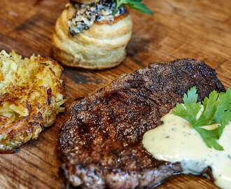 Steak minute med bearnaise och rösti