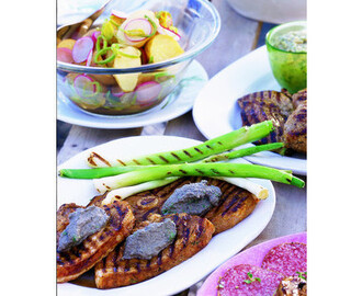 Grillad flintastek med olivpuré och potatissallad