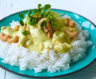 Currygryta med ris och cashewnötter