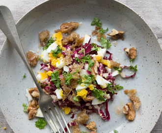 A Vegetable Literacy lunch – Radicchio salad with walnut vinaigrette and toasted bread crumbs