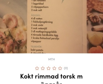 Kokt rimmad torsk m äggsås