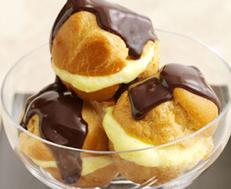 Profiteroles med varm choklad