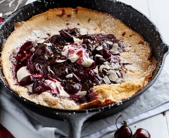 Chocolate-Cherry Browned Butter German Pancake