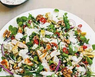 Kycklingsallad med kronärtskockshjärtan & yoghurtdressing