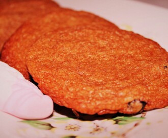 Chocolate chip cookies med tranbär och skumtomte