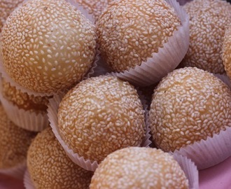 Sesambollar med mungbönor och kokos (glutenfri, mjölkfri, äggfri)
