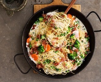 Pasta Carbonara med grönsaker