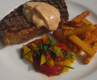 Grillad biff med ”pommes frites” à la LCHF och Paleo