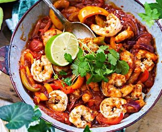 Fajitas med king prawns