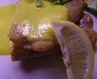Halstrad Gösfilé med gul paprikakräm