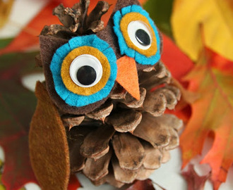 DIY: pinecone owl & hedgehog