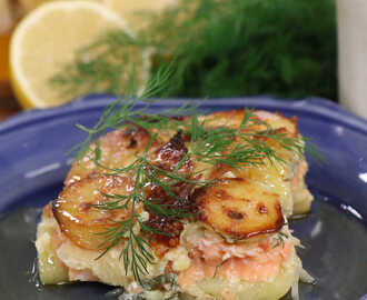 Laxpudding med brynt smör och citron