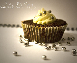 Mintchoklad cupcakes med vit chokladfrosting