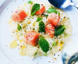 Risotto med lax, fänkål och mynta