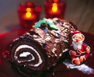 Julstubbe med tryffel och vit chokladmousse