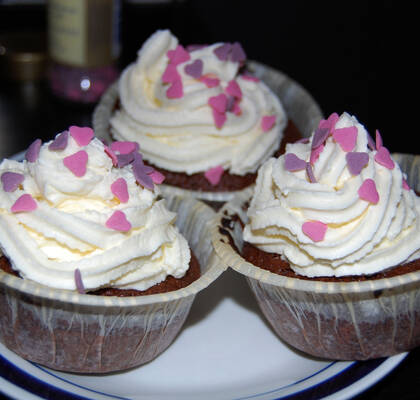 Cupcakes med vit choklad och mascarponekräm