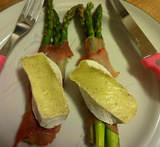 gratinert asparges med skinke