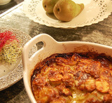 potatisgratäng med päron och gorgonzola