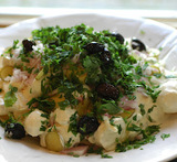 potatissallad med olivolja och vitlök