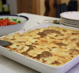 moussaka med kjøttdeig og poteter