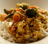 kana curry kastike ja riisi resepti
