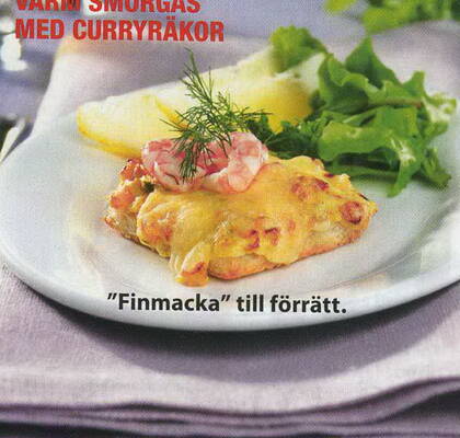 Varm smörgås med curryräkor