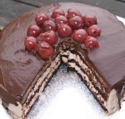 Very cherry chocolate cake