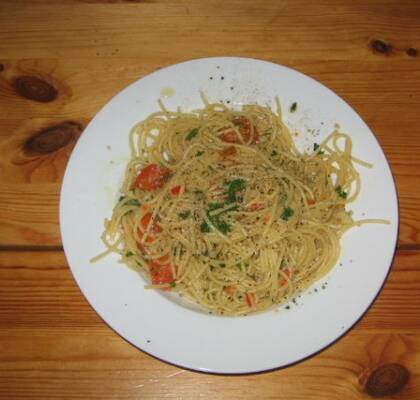 Pasta med chili och vitlök