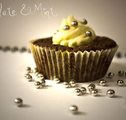 Mintchoklad cupcakes med vit chokladfrosting