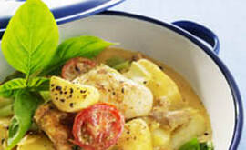 Potatisgryta med kyckling och curry