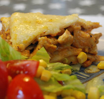 Kyckling och tortilla lasagne