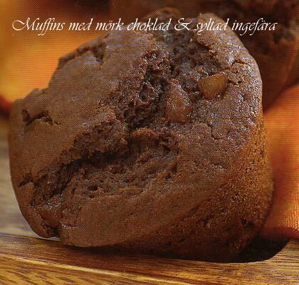 Muffins med mörk choklad och syltad ingefära